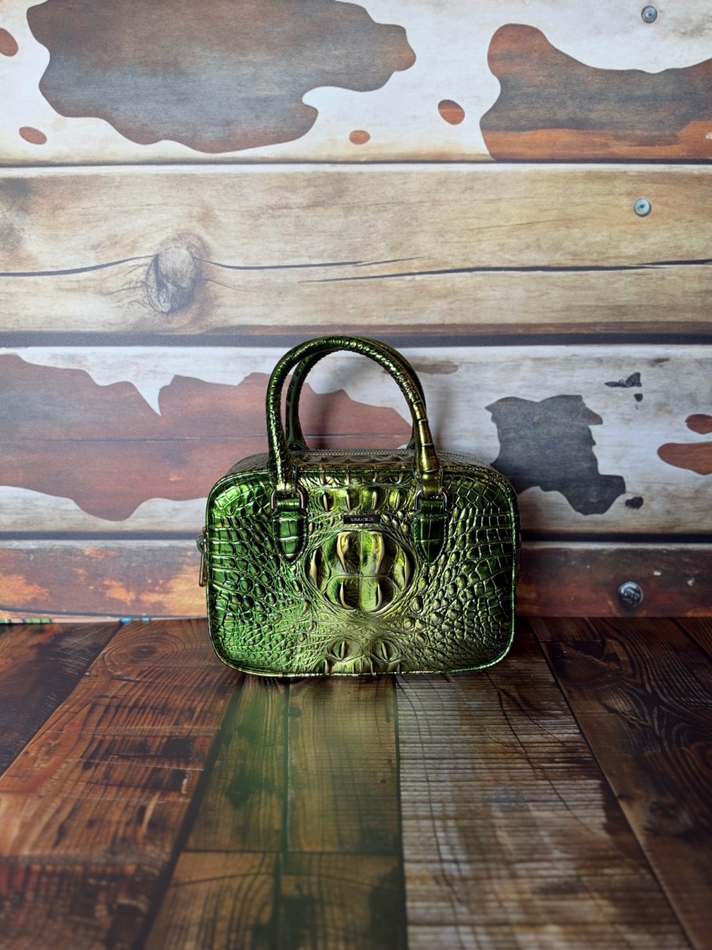 Firm ~~ 2x eyes Brahmin Mara Cacti Green Metallic Beauty NWT - Picture 13 of 16